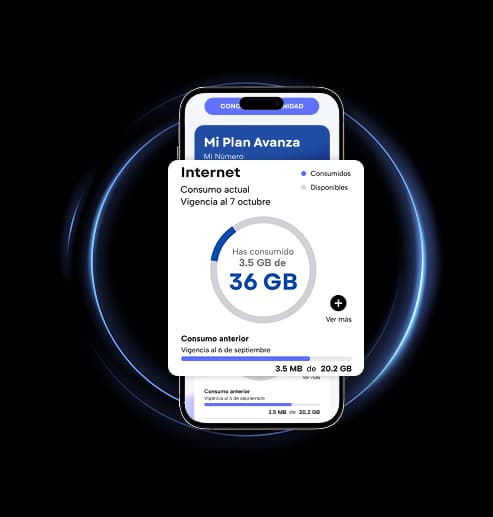Pantalla de consumo de telefonía Mi Plan Avanza